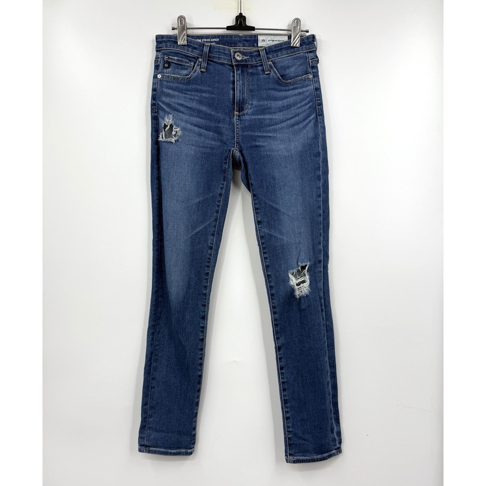 AG Anthropologie Jeans The Stevie High-Rise Ankle Petite Size 25 Medium Wash